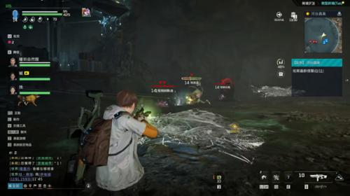 《星球重启》战斗画面，展示角色使用未来武器与外星怪物激战的场景