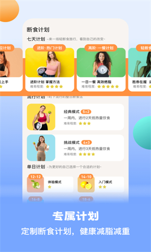 怪兽轻断食应用界面展示科学食谱与数据