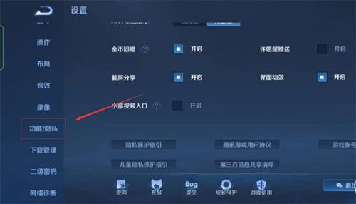 王者荣耀隐私设置功能选项详情