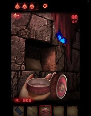 纸嫁衣2奘铃村游戏内道具使用展示，胭脂盒与蝴蝶互动