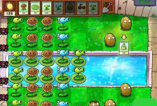 《植物大战僵尸原版手机版》中展示一次性植物窝瓜成功碾压僵尸的精彩瞬间