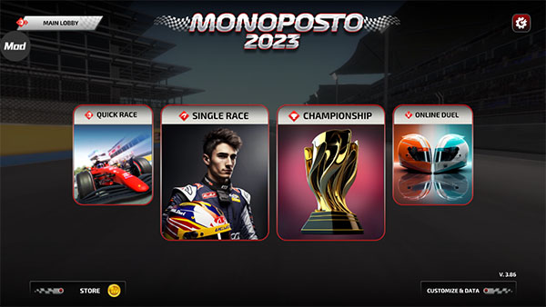 方程式赛车游戏主界面展示，多辆顶级F1赛车在赛道上飞驰