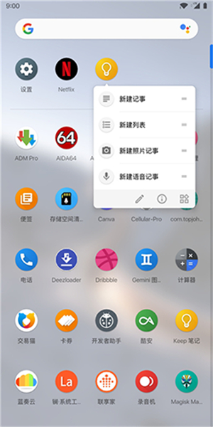 Lawnchair桌面启动器主界面展示，展示其整洁统一的图标布局