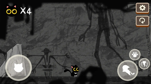 回生九命游戏中黑猫操作机关解谜的实际场景截图