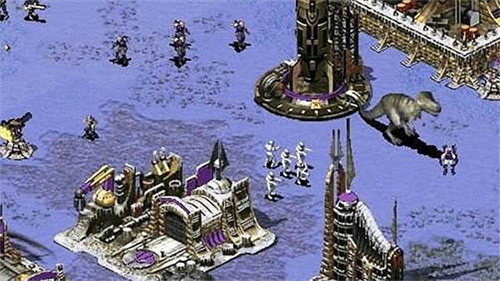 红色警戒尤里的复仇游戏主界面截图，展示现代战争场景与单位部署